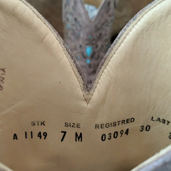 CORRAL A1149 brown studded leather cowgirl western boots turquoise inlay sz 7 - Picture 16 of 16